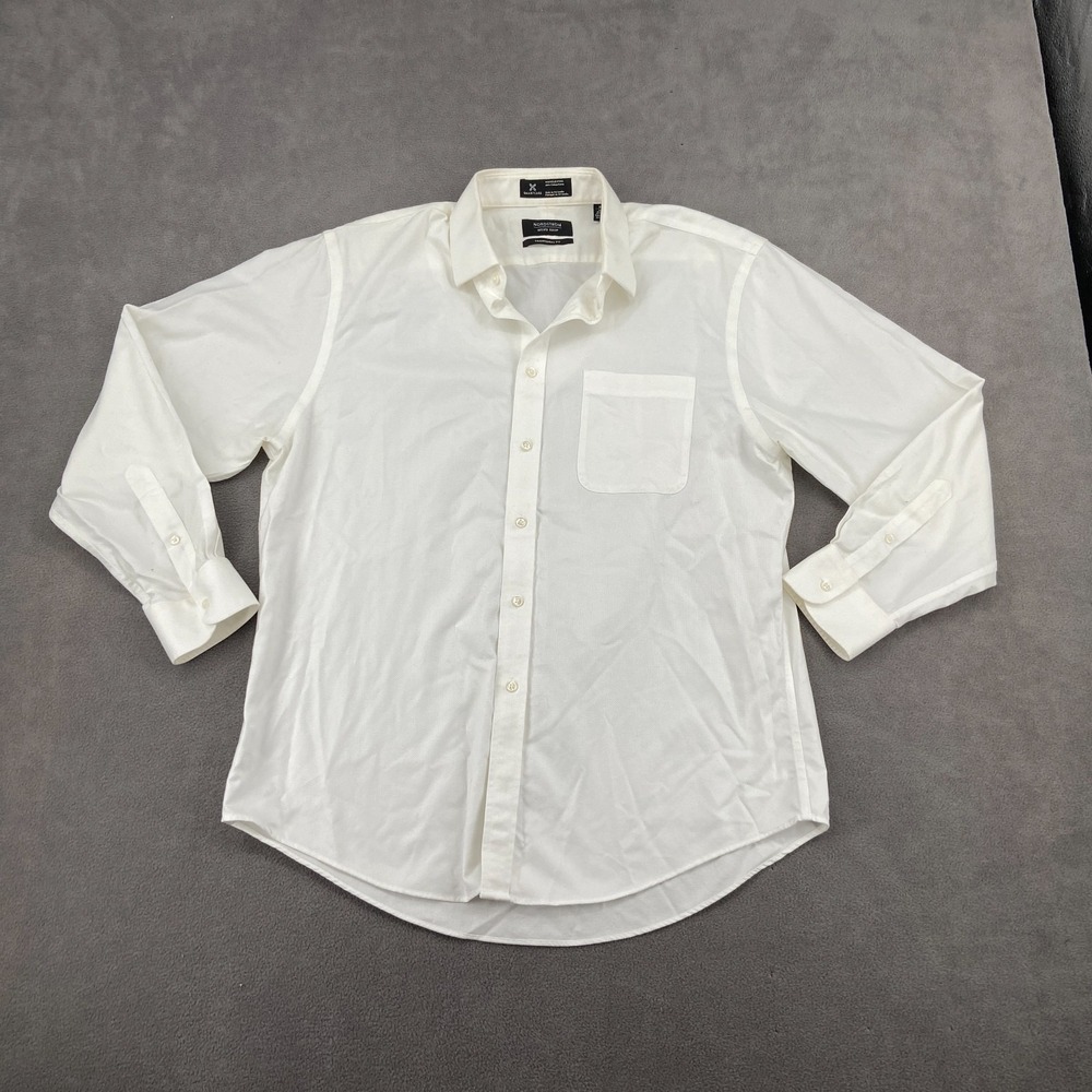 Nordstrom Oxford Dress Shirt Men 16 White Traditional Fit Wrinkle-Free Button Up